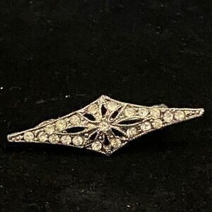 Vintage Elegant Silver Brooch or Pin with Crystal Accents
